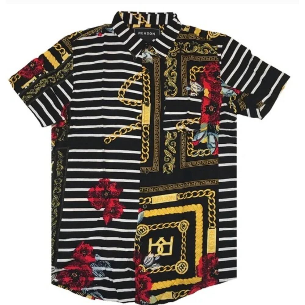 Retro Men's Colorful Allover Print Button Down Sh… - image 4